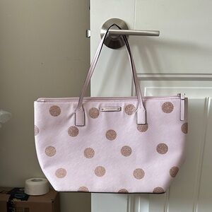 kate spade Pale Pink Tote with Gold Glitter Dots